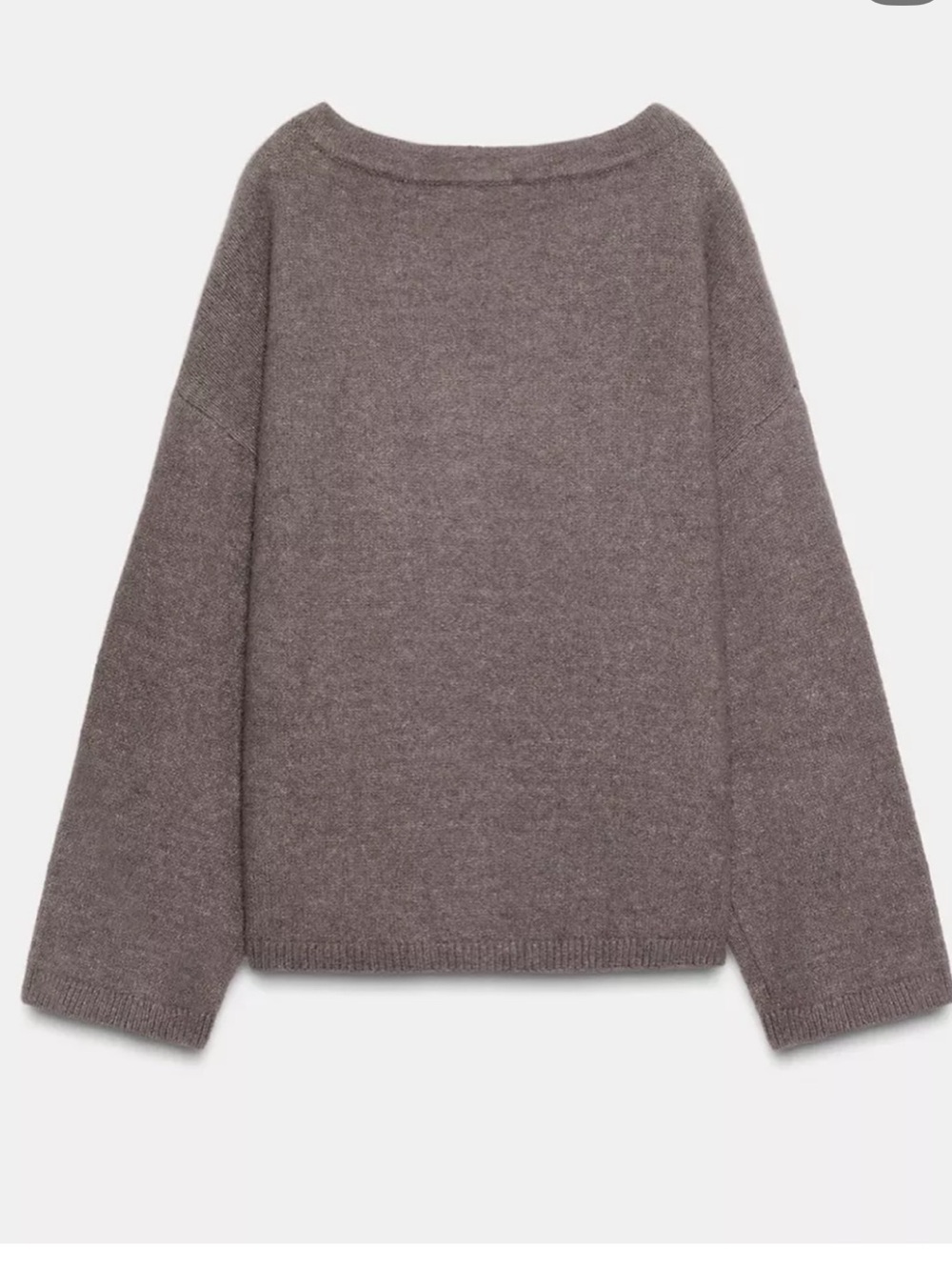Zara NWT wool blend Taupe gold detail ruched off shoulder chunky Knit Sweater - Picture 4 of 6